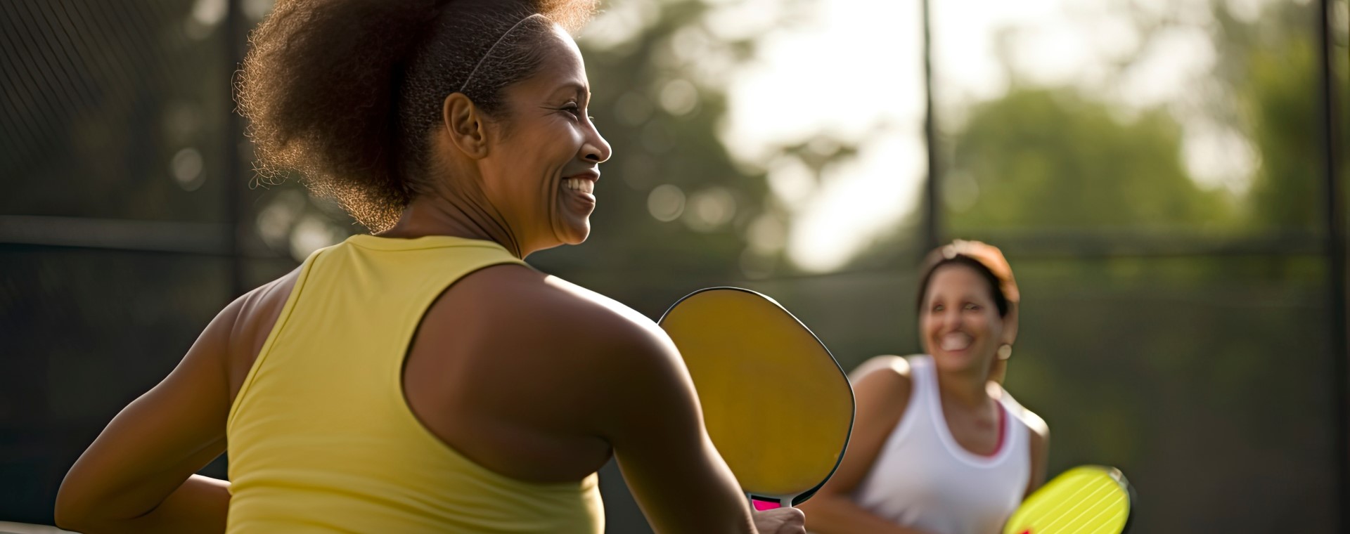 Women playing tennis